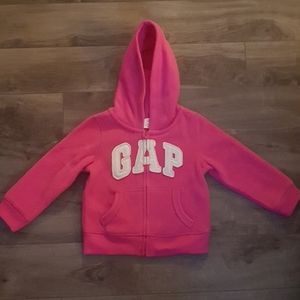 Pink Gap fleece zip up sweater size 2